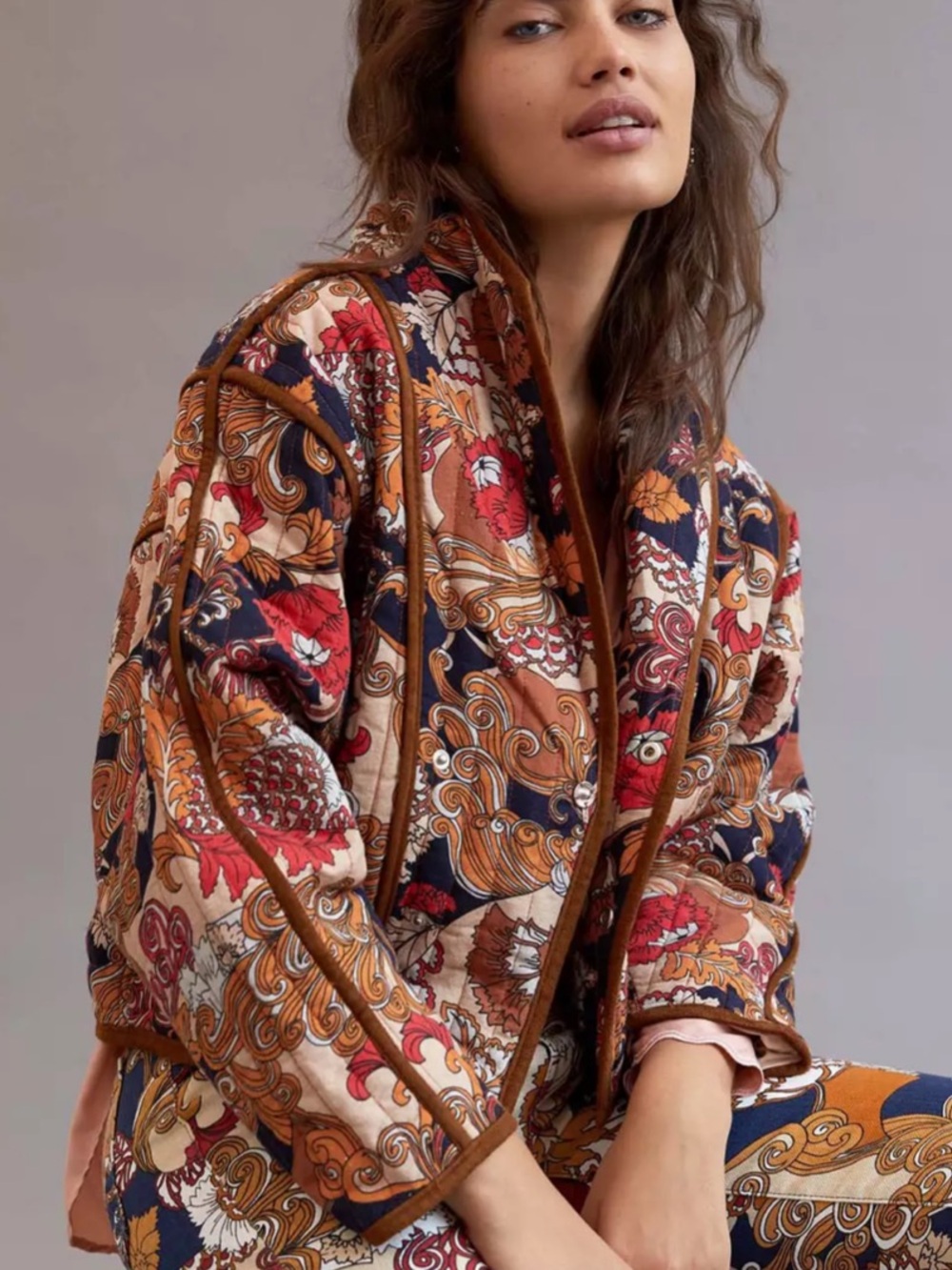 MOTHER Big Time Quilted Floral Jacket Small